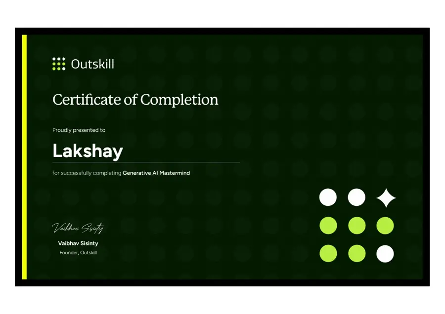 Generative AI Mastermind certificate, Outskill